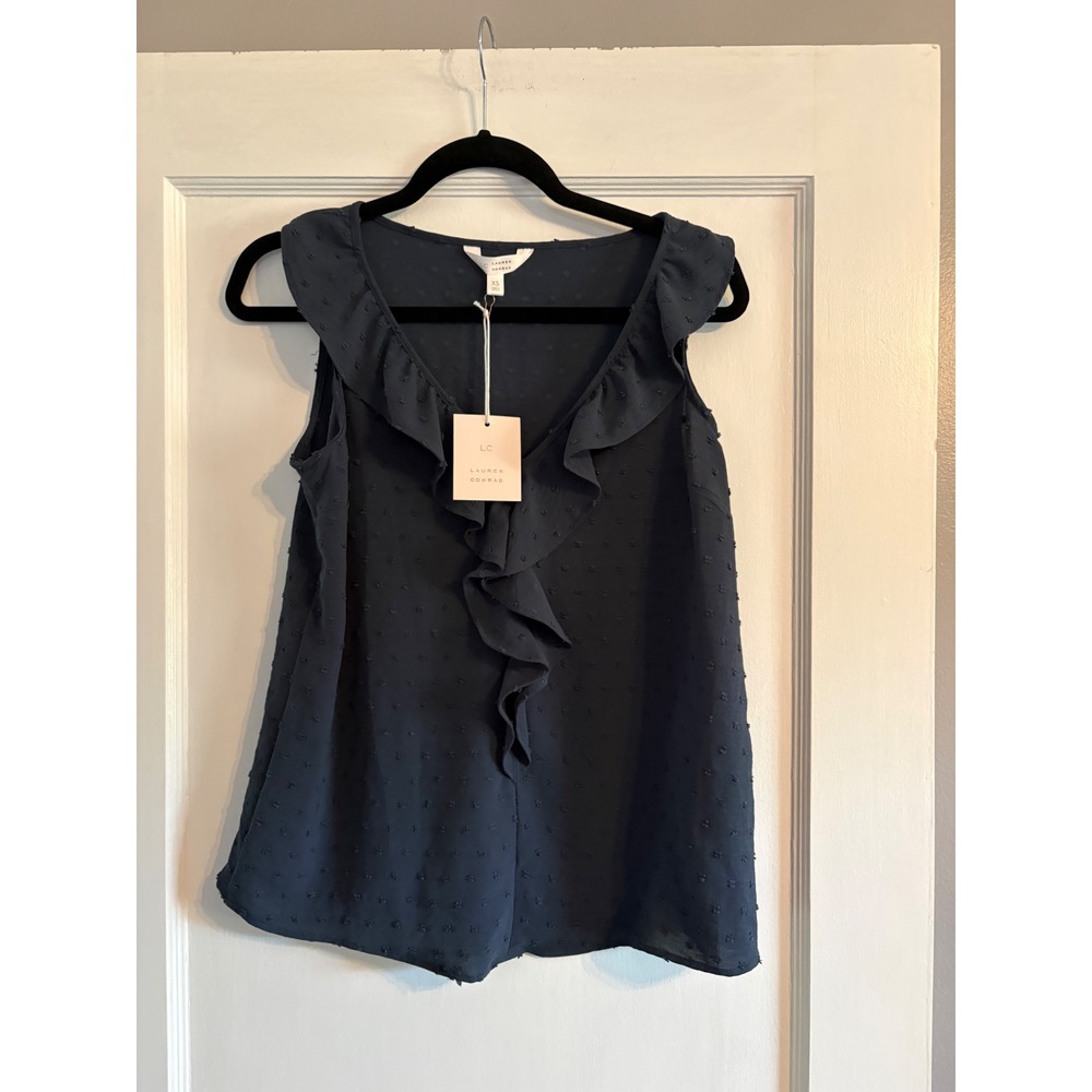 NWT LC Lauren Conrad Navy Sleeveless Blouse Size XS